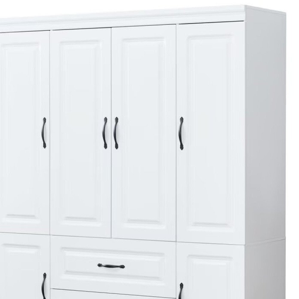 Cómoda blanca de 72" con seis puertas y dos cajones