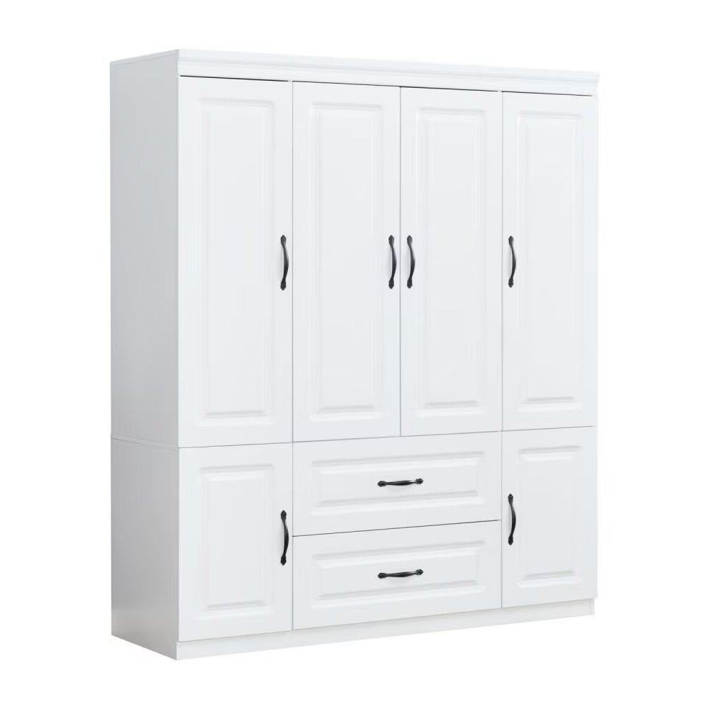 Cómoda blanca de 72" con seis puertas y dos cajones