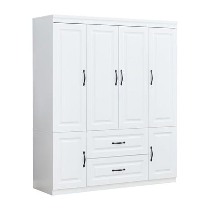 Cómoda blanca de 72" con seis puertas y dos cajones
