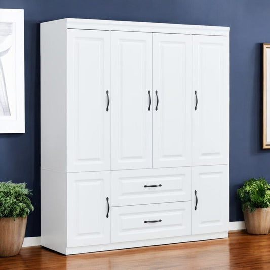 Cómoda blanca de 72" con seis puertas y dos cajones