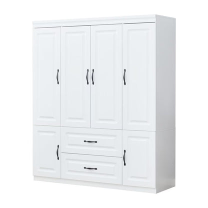 Cómoda blanca de 72" con seis puertas y dos cajones