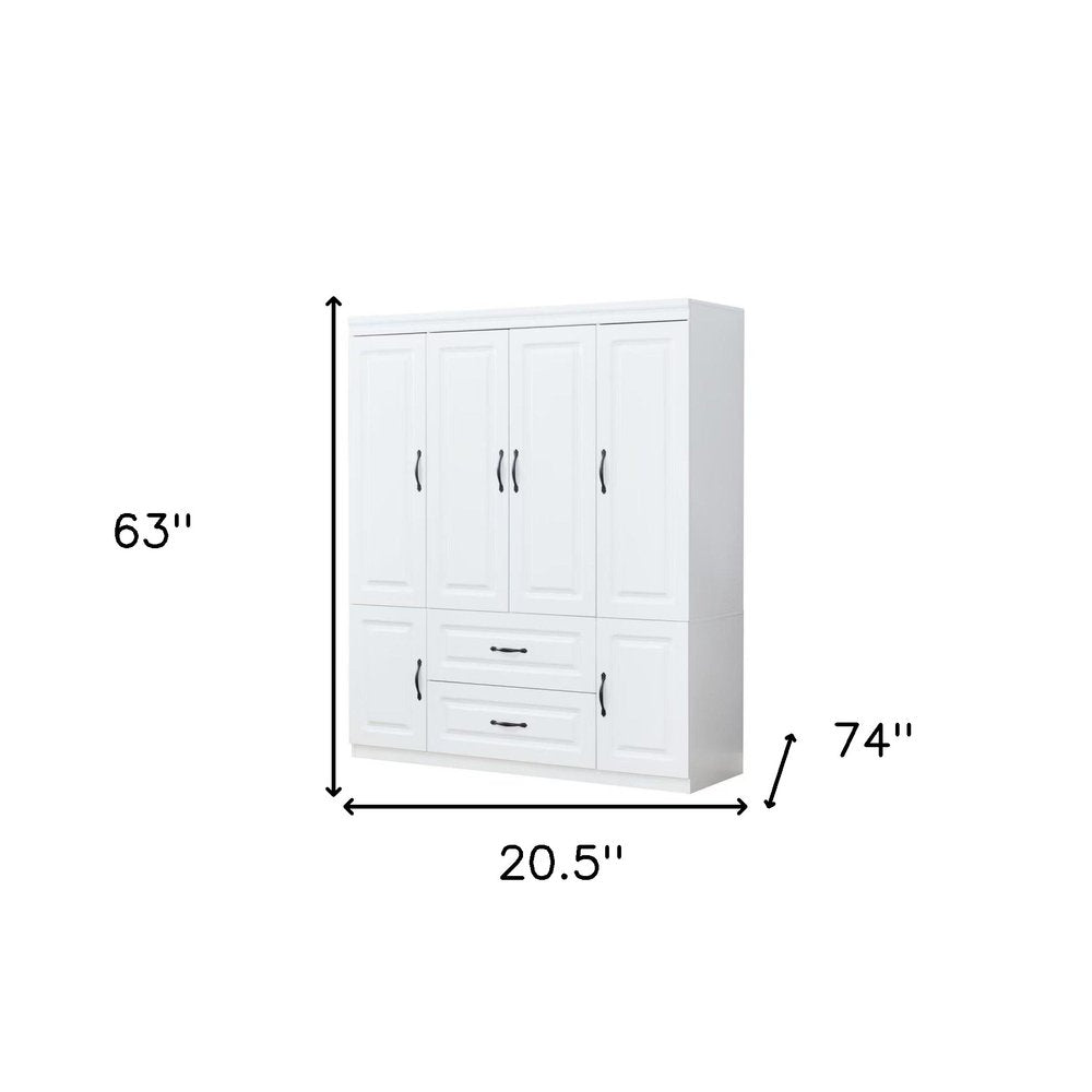 Cómoda blanca de 72" con seis puertas y dos cajones