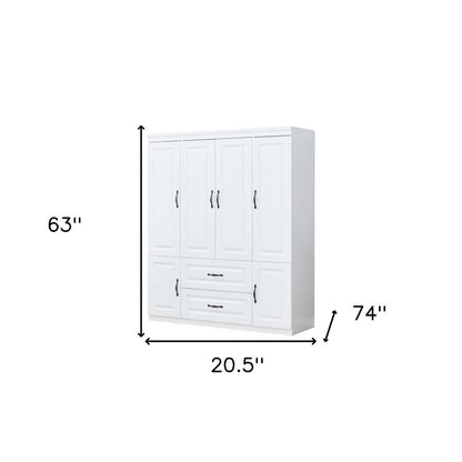 Cómoda blanca de 72" con seis puertas y dos cajones