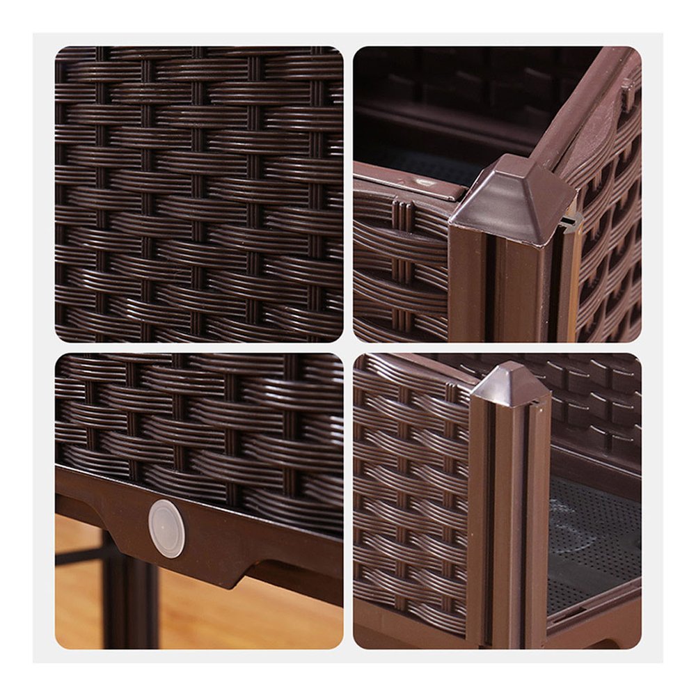 16" Dark Brown Plastic Indoor Outdoor Rectangular Planter Box