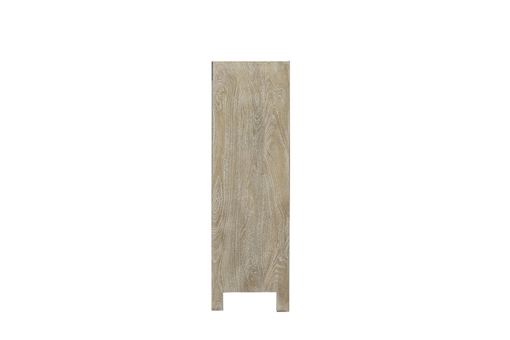 Cómoda de madera maciza de seis cajones con diseño floral tallado en gris de 35"