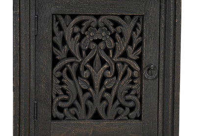Escritorio de computadora de madera maciza de 172 cm con tres cajones y diseño floral tallado en negro
