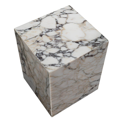 20" Ivory Marble Square Block End Table