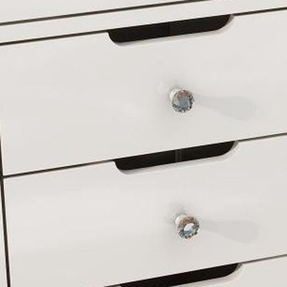 51" White Glass and Wood Vanity Table With Thirteen Drawers