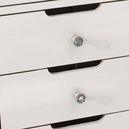 51" White Glass and Wood Vanity Table With Thirteen Drawers