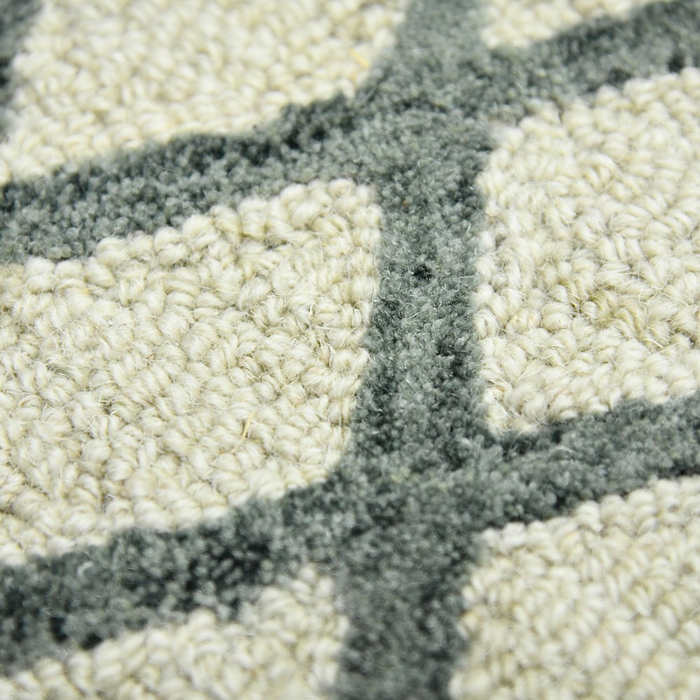9' X 13' Ivory And Gray Wool Geometric Hand Hooked Area Rug