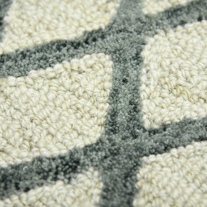 9' X 13' Ivory And Gray Wool Geometric Hand Hooked Area Rug