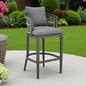 Silla de bar de exterior de metal gris de 37" con reposapiés y altura de mostrador