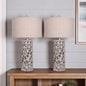 Set of Two 30" Silver Coastal Starfish Table Lamps With Beige Drum Shades