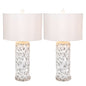 Set of Two 30" White Coastal Starfish Table Lamps With White Drum Shades