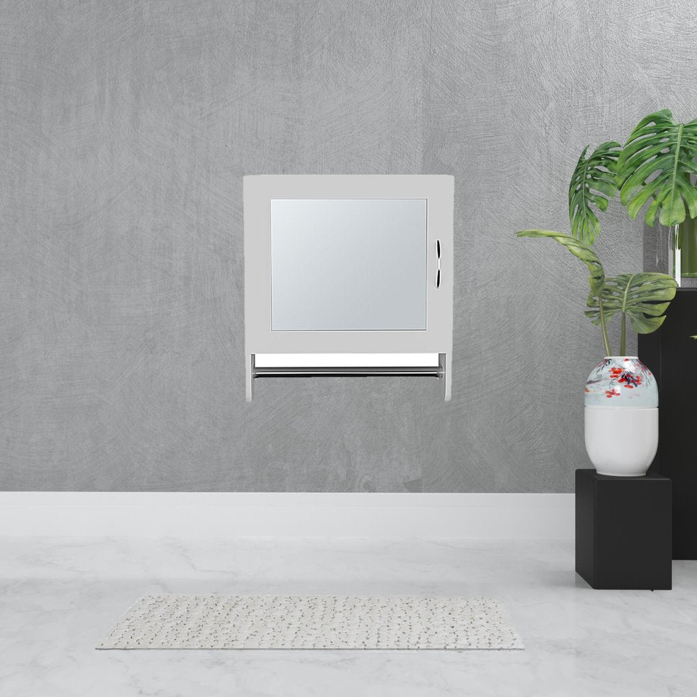 18" White Wood, Metal Floating Bathroom Vanity