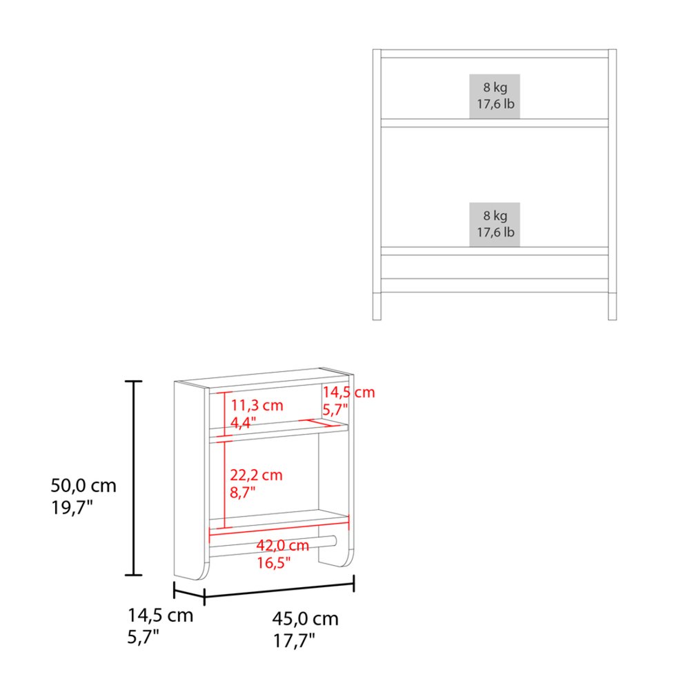 18" White Wood, Metal Floating Bathroom Vanity