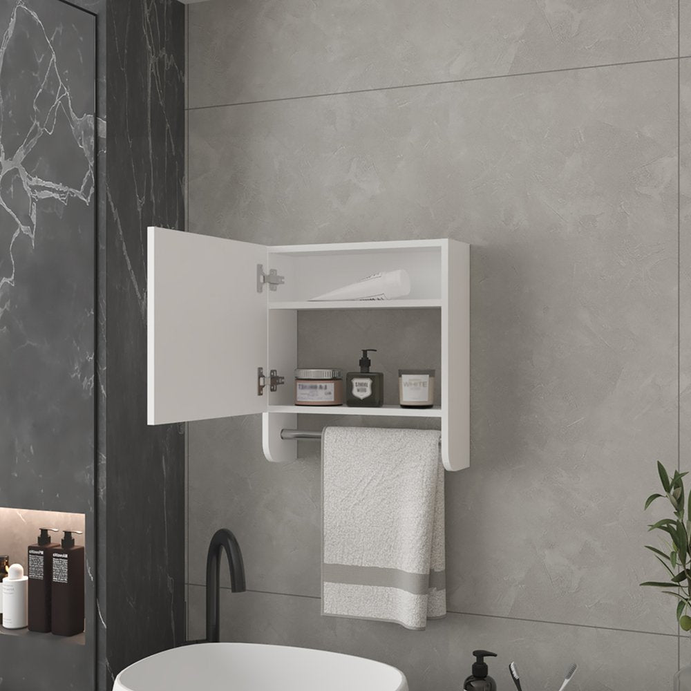 18" White Wood, Metal Floating Bathroom Vanity