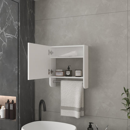 18" White Wood, Metal Floating Bathroom Vanity