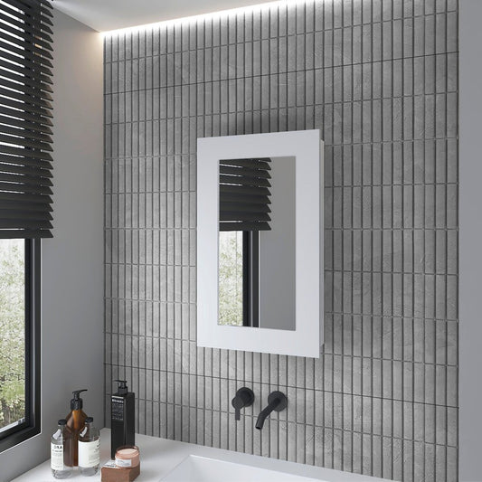 Tocador de baño flotante de madera blanca de 15"