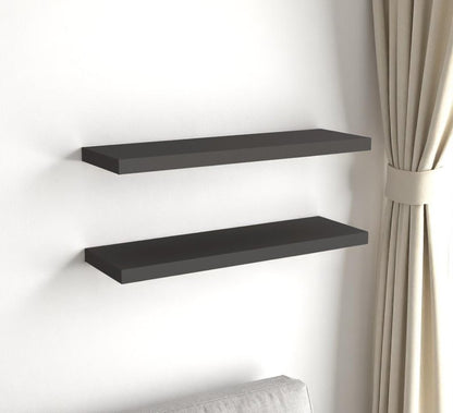 Juego de dos estantes flotantes de pared de madera gris oscuro de 81 cm