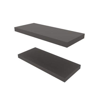 Juego de dos estantes flotantes de pared de madera gris oscuro de 81 cm