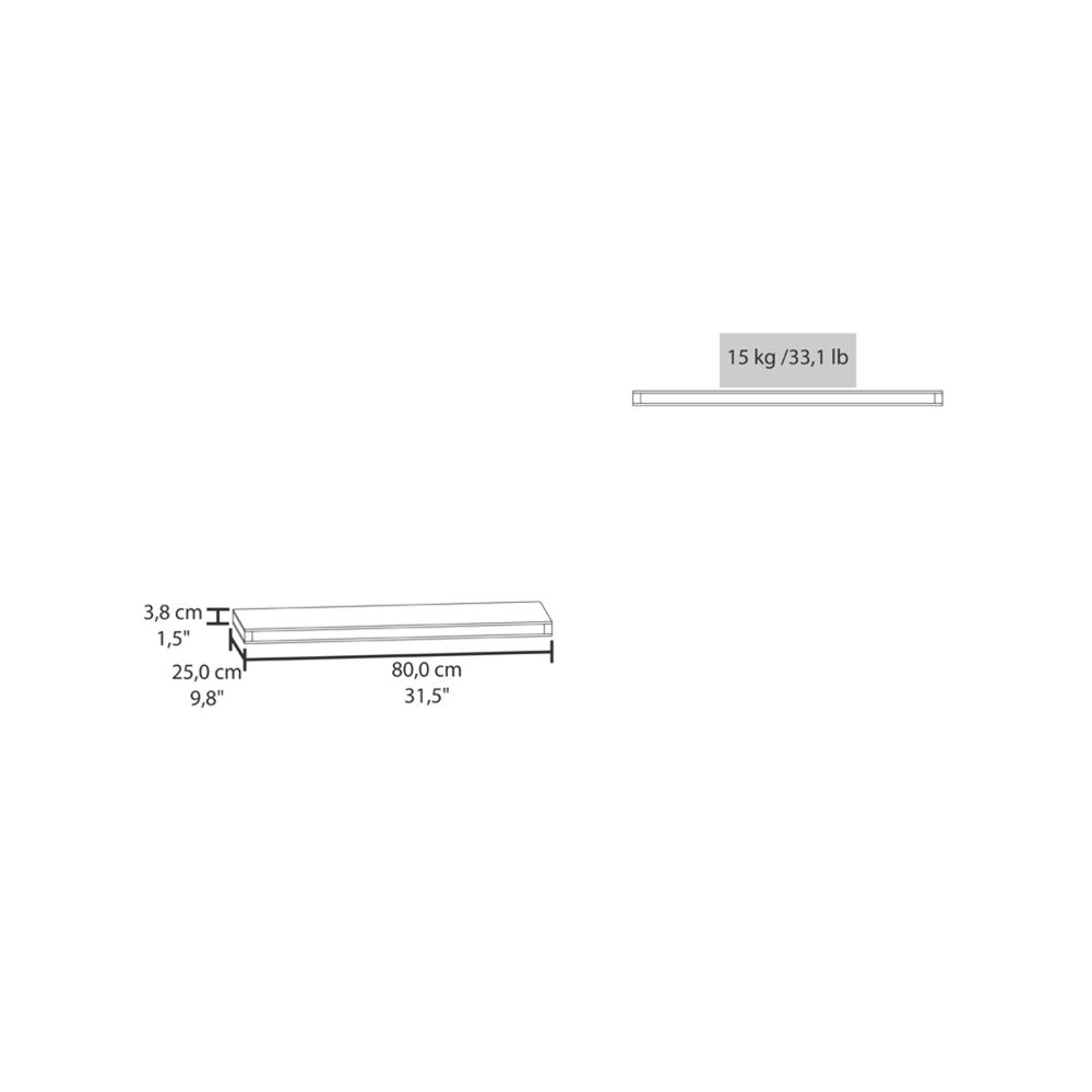 Juego de dos estantes flotantes de pared de madera gris oscuro de 81 cm