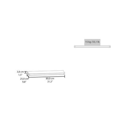 Juego de dos estantes flotantes de pared de madera gris oscuro de 81 cm