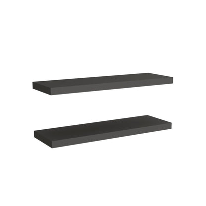 Juego de dos estantes flotantes de pared de madera gris oscuro de 81 cm