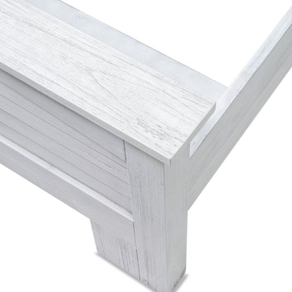 White Plantation Shutter Distressed Solid Wood Queen Bed Frame