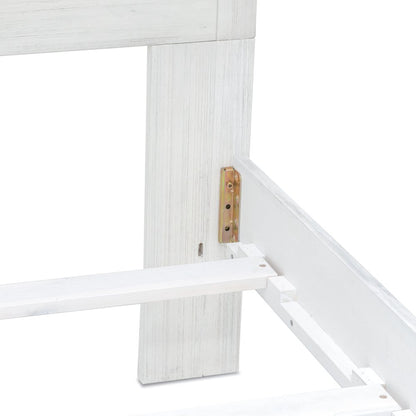White Plantation Shutter Distressed Solid Wood Queen Bed Frame