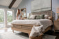 Brown Carved Geometric Solid Wood Queen Bed Frame