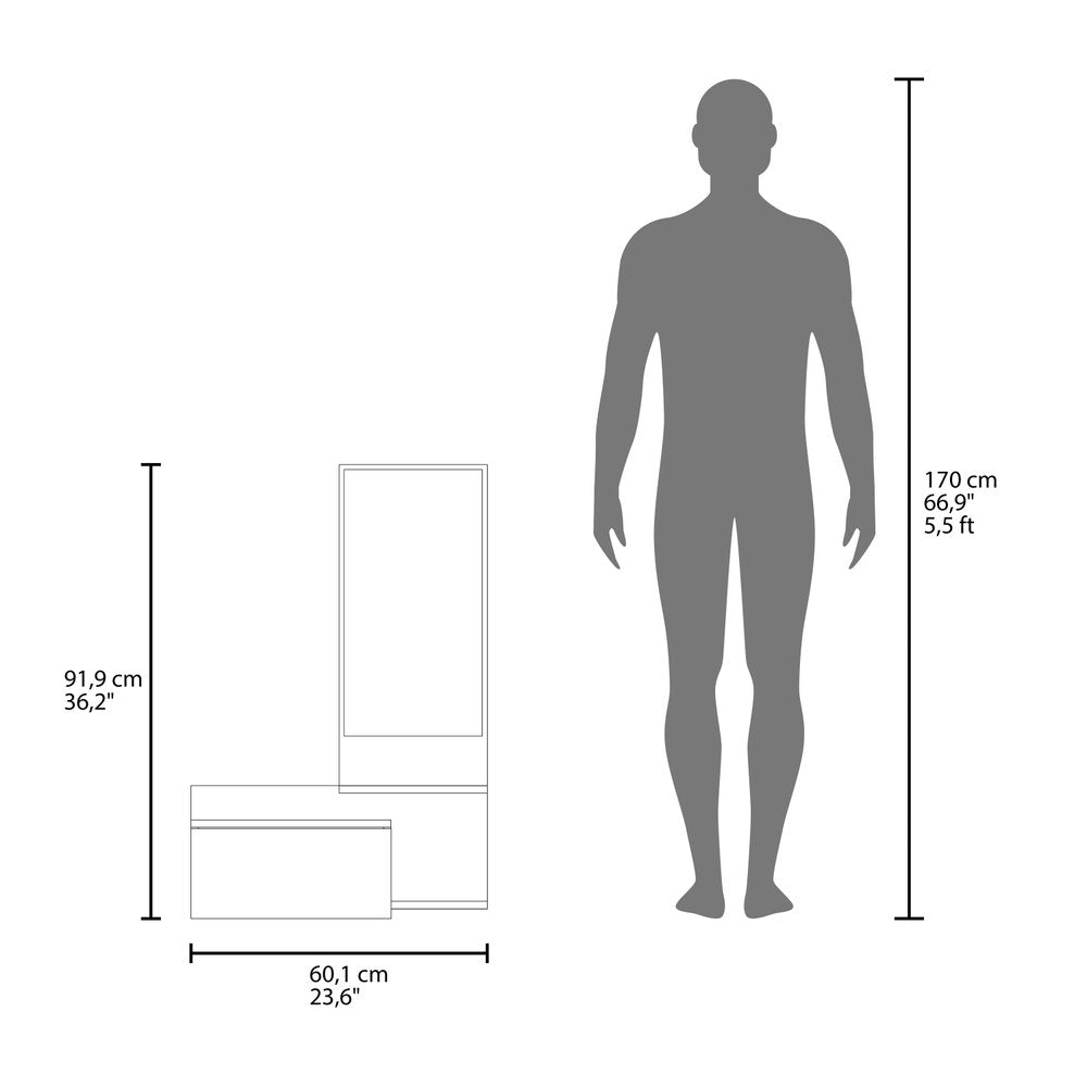 Armario de pared de madera blanca de 36" con cajón y espejo