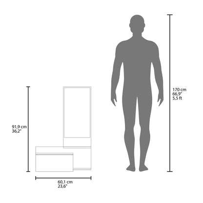 Armario de pared de madera negra de 36" con cajón y espejo