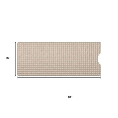 40" Beige Geometric Tiles Non Slip Bathtub Mat