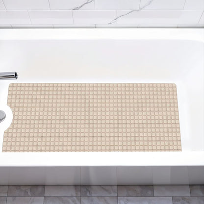 40" Beige Geometric Tiles Non Slip Bathtub Mat