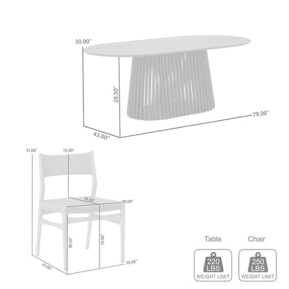 Seven Piece Oak Oval Dining Set with Six Chairs