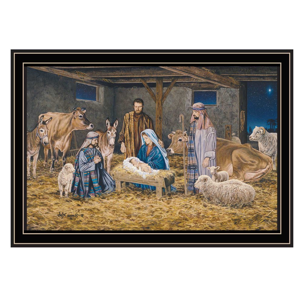 The Birth of Christ Black Framed Wall Art