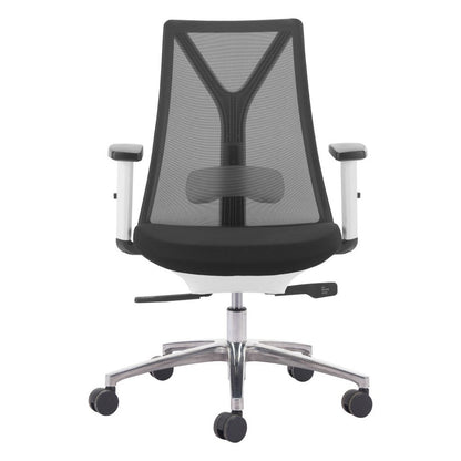 Black Silver and White Adjustable Height Swivel Rolling Office Chair
