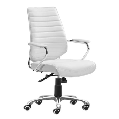 White and Silver Adjustable Height Swivel Rolling Office Chair