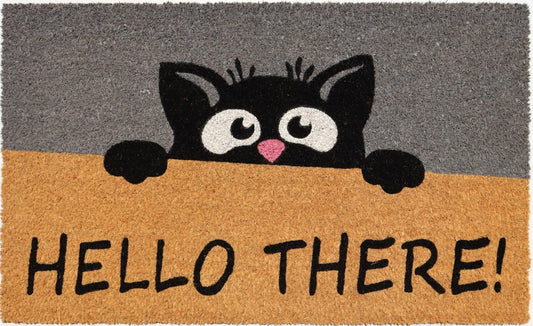 18" X 30" Beige and Black Coir Animal Print Outdoor Door Mat