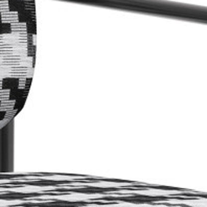 29" Black And White And Black Upholstered Houndstooth Arm Chair