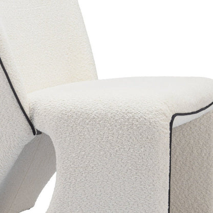 29" Ivory Faux Shearling And Upholstered Side Chair