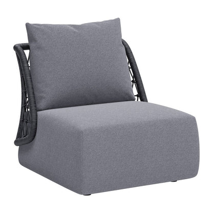 Silla decorativa para exteriores gris de 33" con cojines grises