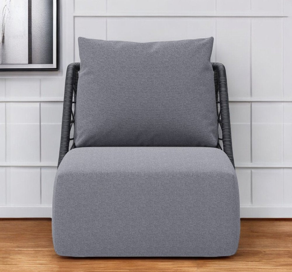 Silla decorativa para exteriores gris de 33" con cojines grises
