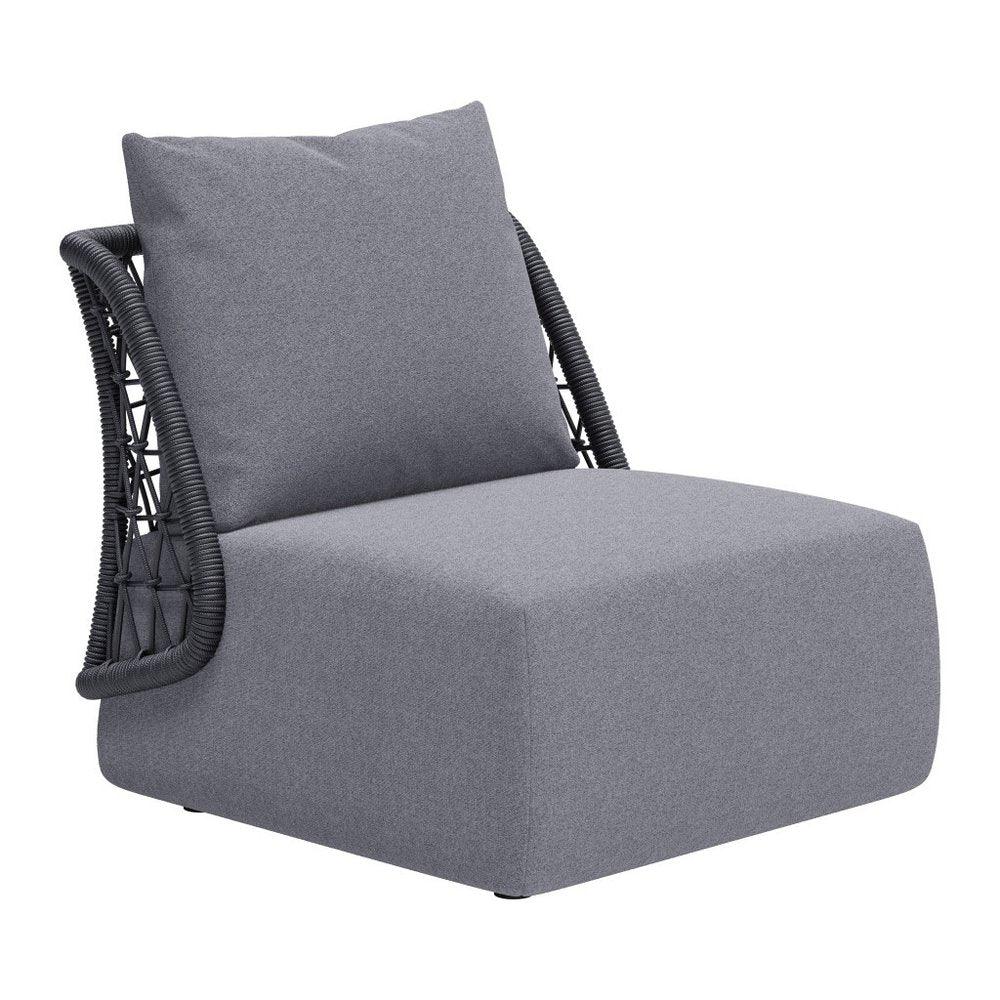 Silla decorativa para exteriores gris de 33" con cojines grises