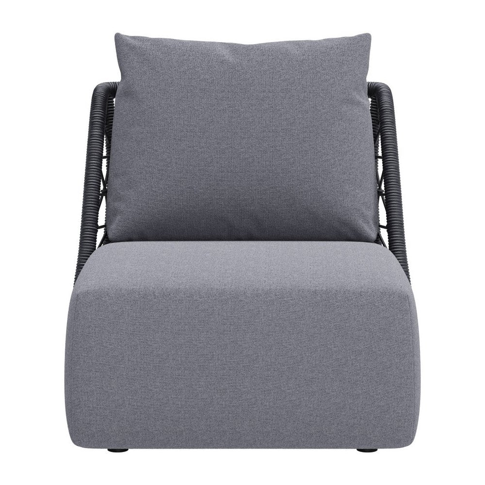 Silla decorativa para exteriores gris de 33" con cojines grises
