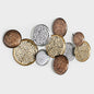 33" X 60" Bronze Gold and Silver Metal Round Disc Hanging Dimensional Sculpture