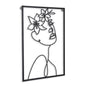 20" X 14" Black Metal Abstract Female Face Hanging Dimensional Sculpture
