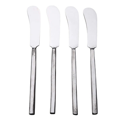Hammered Silver Stainless Steel Four Piece Hand Forged Butter Knife