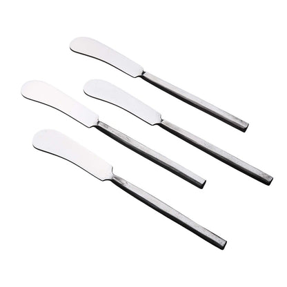 Hammered Silver Stainless Steel Four Piece Hand Forged Butter Knife